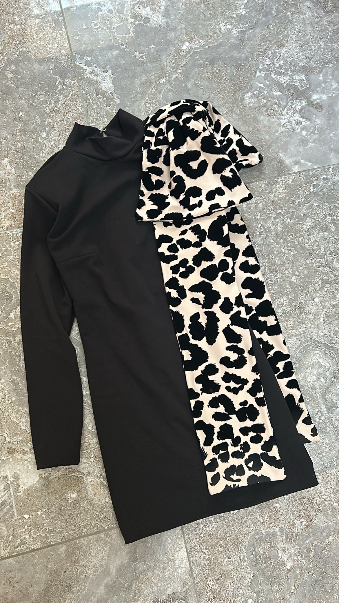 SAMPLE SALE SOPHIA dress black and leopard size 10/12